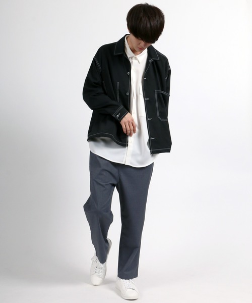 SITRY（シトリー）の「ステッチングCPOシャツジャケット<ビッグシルエット>（シャツ/ブラウス・メンズ・ブラック/ベージュ/ブラウン/ピンク・M/L）」の19枚目の写真