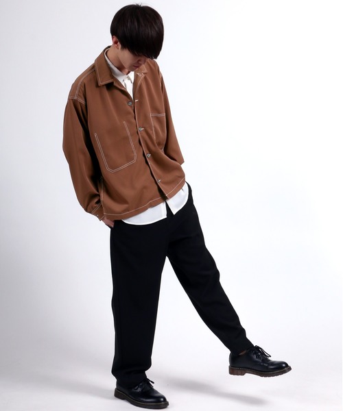 SITRY（シトリー）の「ステッチングCPOシャツジャケット<ビッグシルエット>（シャツ/ブラウス・メンズ・ブラック/ベージュ/ブラウン/ピンク・M/L）」の22枚目の写真