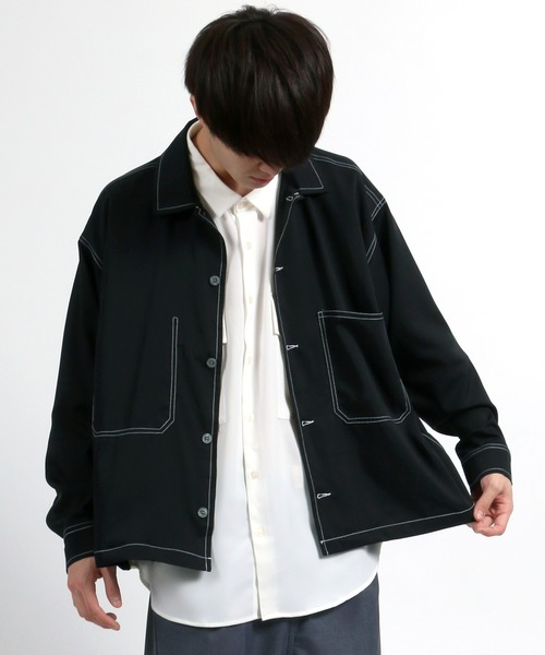 SITRY（シトリー）の「ステッチングCPOシャツジャケット<ビッグシルエット>（シャツ/ブラウス・メンズ・ブラック/ベージュ/ブラウン/ピンク・M/L）」の17枚目の写真