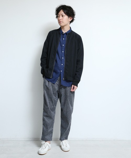 quadro(クオドロ)の「ラミーナイロンミニ裏毛zipカーデ(カーディガン/ボレロ・メンズ・ブラック/グリーン/キナリ・MEDIUM)」の19枚目の写真