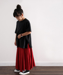 classicalelf | キッズ サイドスリット入りビッグシルエットミドル丈無地Tシャツ(半袖)(Tシャツ/カットソー)