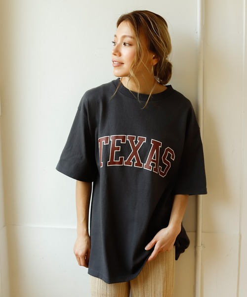 Auntie Rosa Holiday（アンティローザホリデー）の「TEXASヘヴィーウェイトコットンTEE（Tシャツ/カットソー・レディース・ネイビー/ベージュ/ナチュラル/チャコールグレー・FREE）」の2枚目の写真