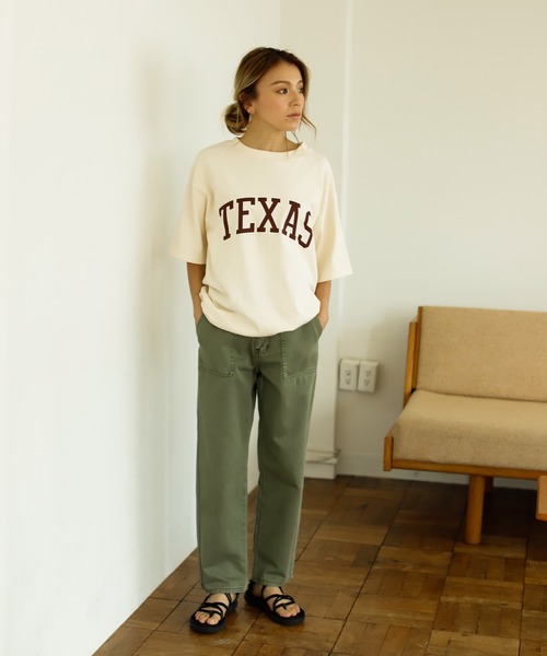Auntie Rosa Holiday（アンティローザホリデー）の「TEXASヘヴィーウェイトコットンTEE（Tシャツ/カットソー・レディース・ネイビー/ベージュ/ナチュラル/チャコールグレー・FREE）」の9枚目の写真