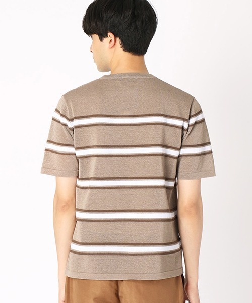COMME CA ISM(コムサイズム)の「マルチボーダー ニットTシャツ(Tシャツ/カットソー・メンズ・ベージュ/ネイビー/グレー・MEDIUM/LARGE)」の7枚目の写真