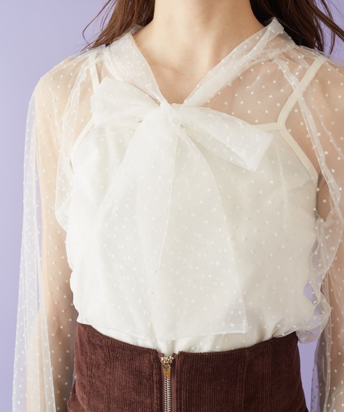 MIIA（ミーア）の「インナー付ドットチュールブラウス（シャツ/ブラウス・レディース・オフホワイト/ブラック/ブラック系その他・FREE）」の9枚目の写真