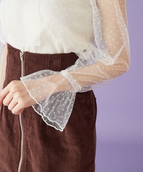 MIIA（ミーア）の「インナー付ドットチュールブラウス（シャツ/ブラウス・レディース・オフホワイト/ブラック/ブラック系その他・FREE）」の12枚目の写真