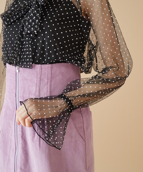 MIIA（ミーア）の「インナー付ドットチュールブラウス（シャツ/ブラウス・レディース・オフホワイト/ブラック/ブラック系その他・FREE）」の13枚目の写真