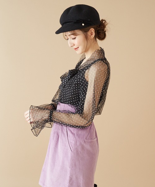 MIIA（ミーア）の「インナー付ドットチュールブラウス（シャツ/ブラウス・レディース・オフホワイト/ブラック/ブラック系その他・FREE）」の10枚目の写真