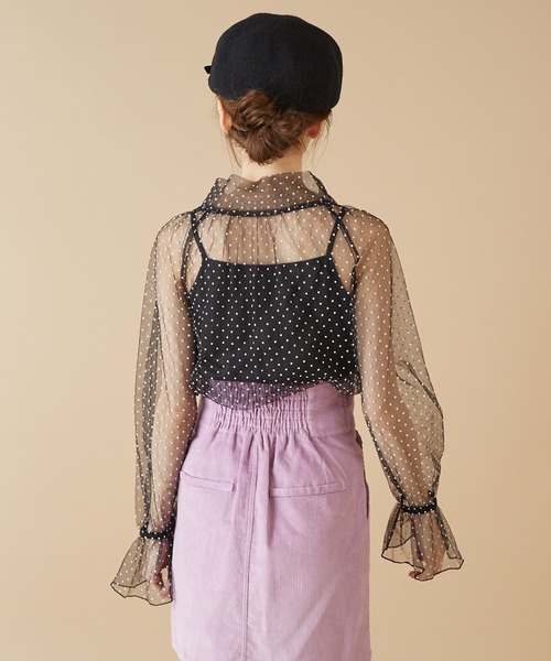 MIIA（ミーア）の「インナー付ドットチュールブラウス（シャツ/ブラウス・レディース・オフホワイト/ブラック/ブラック系その他・FREE）」の6枚目の写真