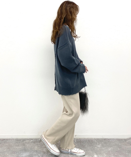 EPIMI E'PIMMY（エピミエピミー）の「【ユニセックス】ダメージ3wayオーバーニット（ニット/セーター・レディース・ブラック/ベージュ/ブラウン/オフホワイト/ミント/ブルー・MEDIUM）」の20枚目の写真