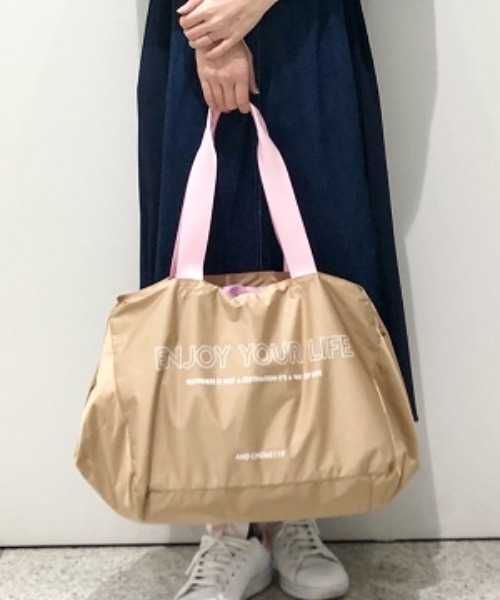 & chouette(アンドシュエット)の「カラフルショッピングバッグ(エコバッグ/サブバッグ・レディース・グレー/ローズ/ブラック/ブルー/カーキ/イエロー/オレンジ/ネイビー/ピンク/ブラウン/ベージュ/ライトブルー/レッド・FREE)」の4枚目の写真
