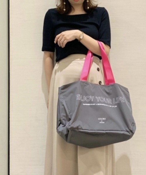 & chouette(アンドシュエット)の「カラフルショッピングバッグ(エコバッグ/サブバッグ・レディース・グレー/ローズ/ブラック/ブルー/カーキ/イエロー/オレンジ/ネイビー/ピンク/ブラウン/ベージュ/ライトブルー/レッド・FREE)」の3枚目の写真