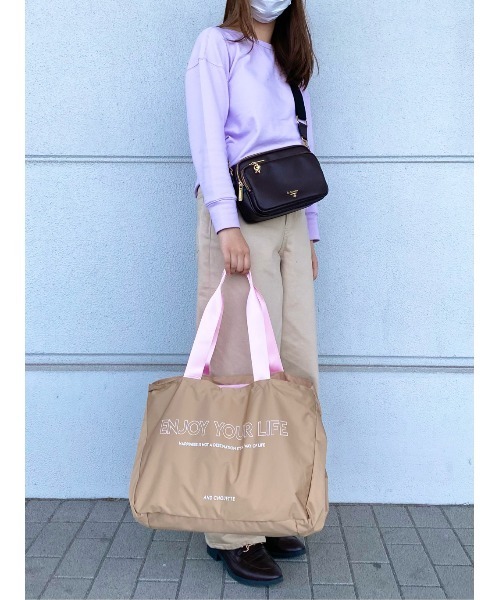 & chouette(アンドシュエット)の「カラフルショッピングバッグ(エコバッグ/サブバッグ・レディース・グレー/ローズ/ブラック/ブルー/カーキ/イエロー/オレンジ/ネイビー/ピンク/ブラウン/ベージュ/ライトブルー/レッド・FREE)」の16枚目の写真