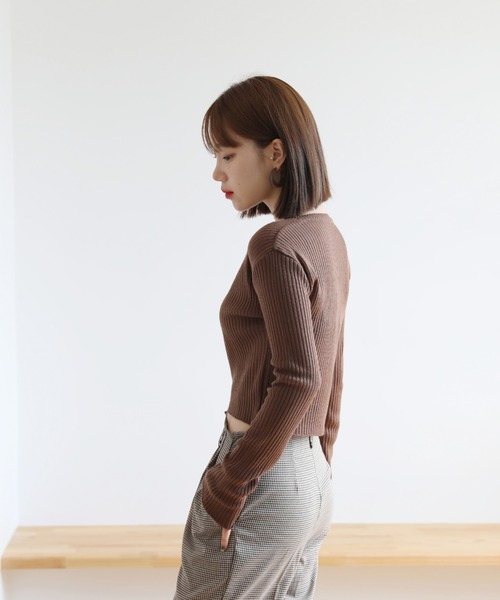 セール】クロップVネック リブニット（ニット/セーター）｜by muni:r