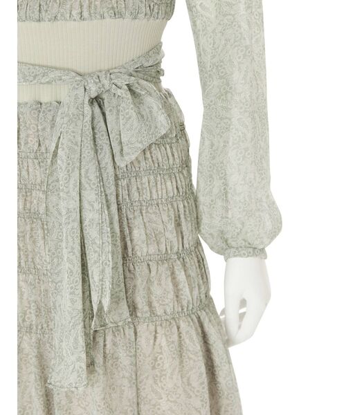 CHICWISH★バックリボンシャーリングワンピース☆ フクレストライプバックリボンシャーリング切替ワンピース[tg826