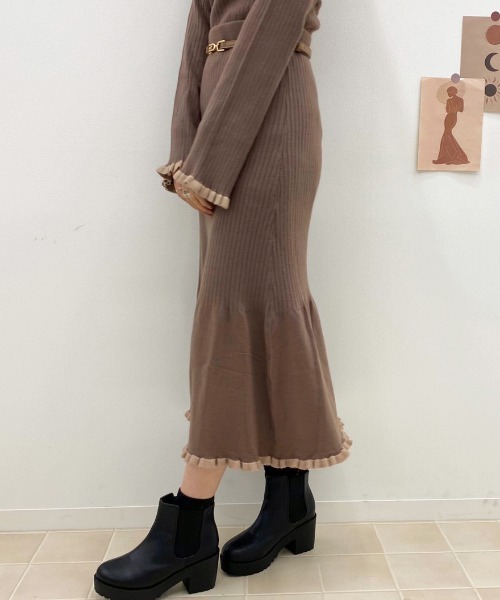 apres jour（アプレジュール）の「裾フリルニットスカート【ZOZOTOWN限定アイテム】（スカート・レディース・モカ/ベージュ/ピンクベージュ・フリー）」の5枚目の写真