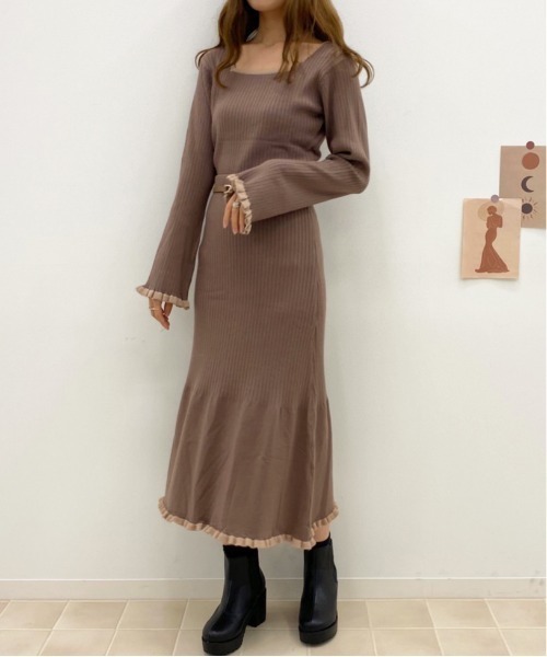 apres jour（アプレジュール）の「裾フリルニットスカート【ZOZOTOWN限定アイテム】（スカート・レディース・モカ/ベージュ/ピンクベージュ・フリー）」の7枚目の写真