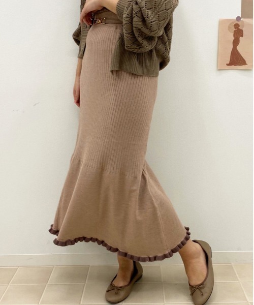 apres jour（アプレジュール）の「裾フリルニットスカート【ZOZOTOWN限定アイテム】（スカート・レディース・モカ/ベージュ/ピンクベージュ・フリー）」の8枚目の写真