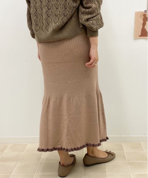 apres jour（アプレジュール）の「裾フリルニットスカート【ZOZOTOWN限定アイテム】（スカート・レディース・モカ/ベージュ/ピンクベージュ・フリー）」の9枚目の写真