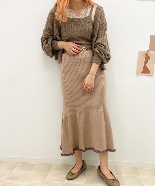 apres jour（アプレジュール）の「裾フリルニットスカート【ZOZOTOWN限定アイテム】（スカート・レディース・モカ/ベージュ/ピンクベージュ・フリー）」の10枚目の写真