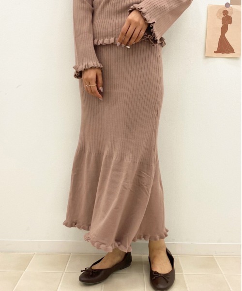 apres jour（アプレジュール）の「裾フリルニットスカート【ZOZOTOWN限定アイテム】（スカート・レディース・モカ/ベージュ/ピンクベージュ・フリー）」の11枚目の写真