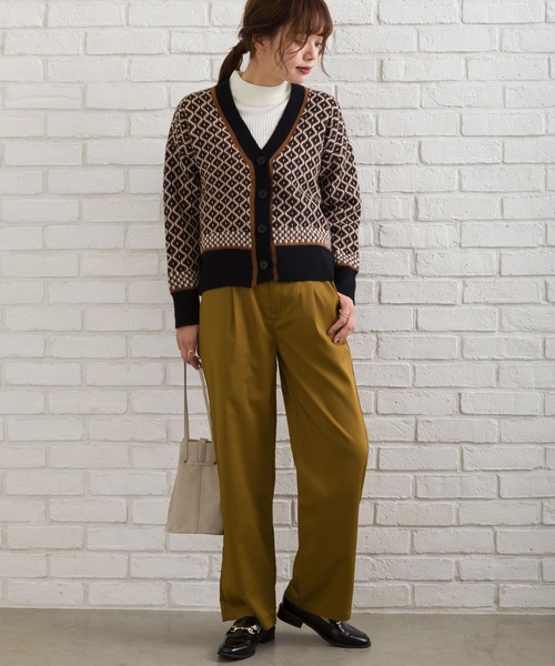 SpRay（スプレイ）の「ジャガードＶカーディガン（カーディガン/ボレロ・レディース・ブラック/ベージュ/ブラウン・FREE）」の12枚目の写真