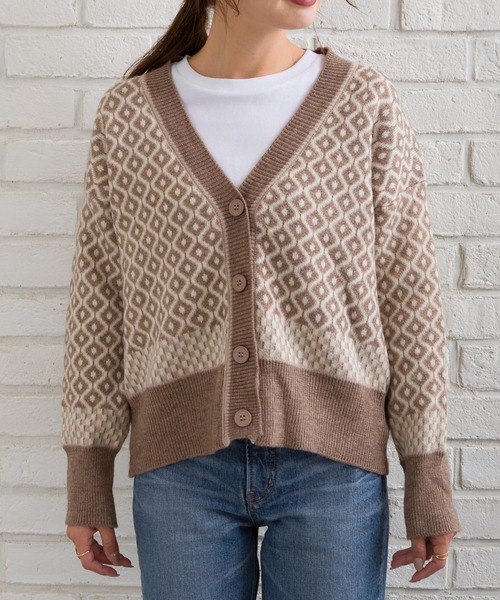 SpRay（スプレイ）の「ジャガードＶカーディガン（カーディガン/ボレロ・レディース・ブラック/ベージュ/ブラウン・FREE）」の10枚目の写真