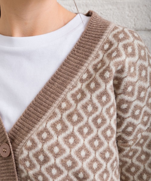 SpRay（スプレイ）の「ジャガードＶカーディガン（カーディガン/ボレロ・レディース・ブラック/ベージュ/ブラウン・FREE）」の22枚目の写真