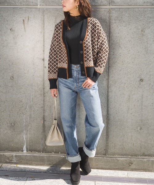 SpRay（スプレイ）の「ジャガードＶカーディガン（カーディガン/ボレロ・レディース・ブラック/ベージュ/ブラウン・FREE）」の18枚目の写真