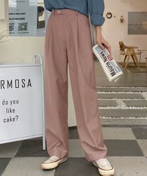 【柄と素材が選べる】ハイウエストセミワイドタックパンツ