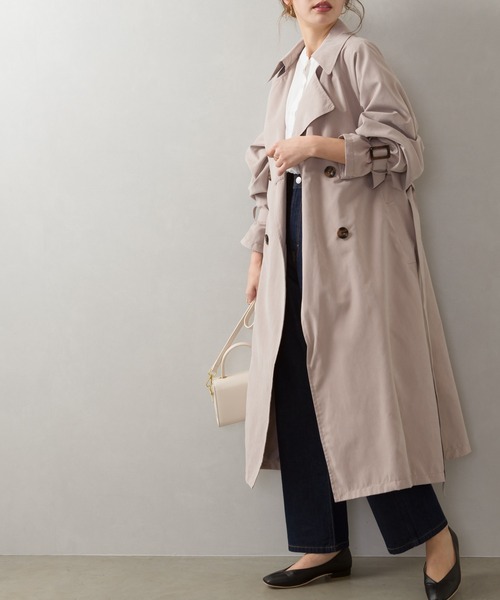 SpRay（スプレイ）の「ピーチキャンディスリーブトレンチコート（トレンチコート・レディース・ベージュ/ブルー/ピンクベージュ/ライトベージュ/グレイッシュベージュ・MEDIUM/LARGE）」の4枚目の写真
