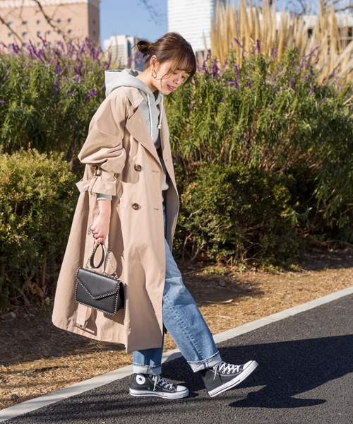 SpRay（スプレイ）の「ピーチキャンディスリーブトレンチコート（トレンチコート・レディース・ベージュ/ブルー/ピンクベージュ/ライトベージュ/グレイッシュベージュ・MEDIUM/LARGE）」の18枚目の写真