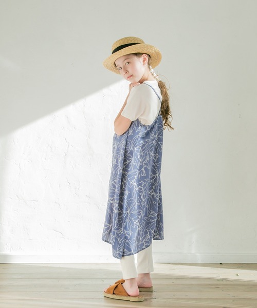 pairmanon（ペアマノン）の「【さらサーマル】【リンクコーデ】Tシャツキャミワンピース2点セット（ワンピース・キッズ・ホワイト×ブラック/モカ/ドット/レモンイエロー/サンドベージュ/ブラック系その他2/ブラック系その他/ブラウン/ベージュ系その他/クリアグリーン/ブルー系その他3/オリーブ・100/90/130/140/150/110/120）」の13枚目の写真