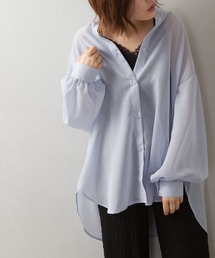 バンドカラーシアーオーバーシャツ