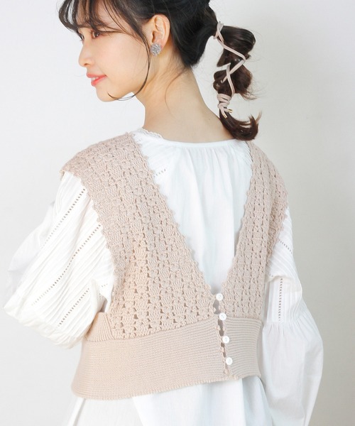 Crisp（クリスプ）の「クロシェニットビスチェ（キャミソール・レディース・ベージュ/ブルー・FREE）」の16枚目の写真