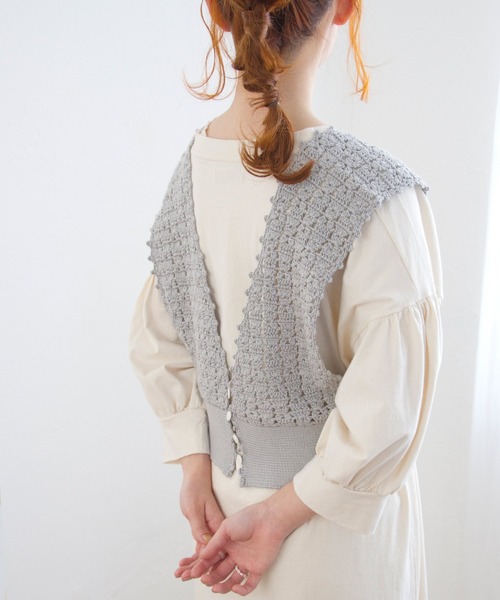 Crisp（クリスプ）の「クロシェニットビスチェ（キャミソール・レディース・ベージュ/ブルー・FREE）」の13枚目の写真