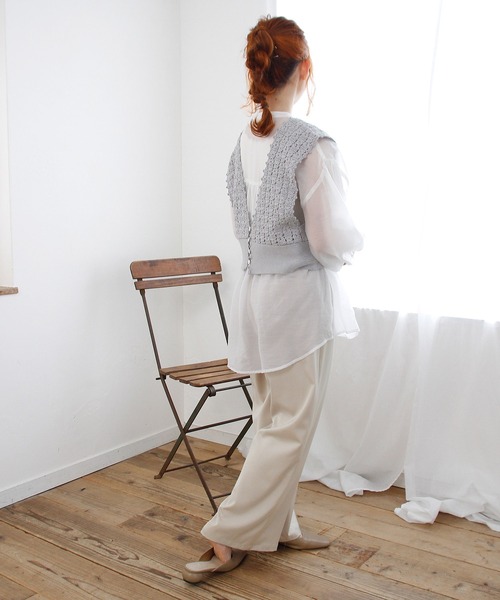 Crisp（クリスプ）の「クロシェニットビスチェ（キャミソール・レディース・ベージュ/ブルー・FREE）」の14枚目の写真