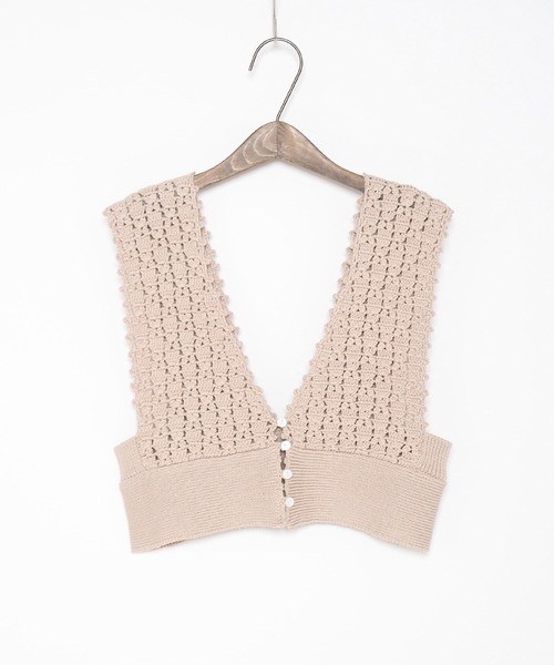 Crisp（クリスプ）の「クロシェニットビスチェ（キャミソール・レディース・ベージュ/ブルー・FREE）」の18枚目の写真