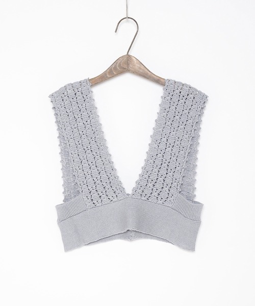 Crisp（クリスプ）の「クロシェニットビスチェ（キャミソール・レディース・ベージュ/ブルー・FREE）」の22枚目の写真