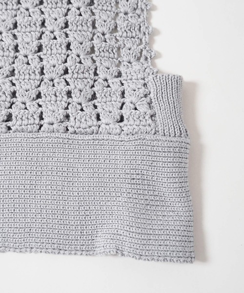 Crisp（クリスプ）の「クロシェニットビスチェ（キャミソール・レディース・ベージュ/ブルー・FREE）」の6枚目の写真