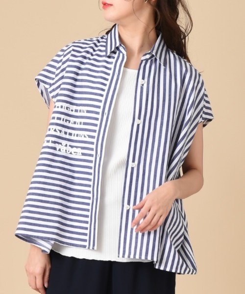 blanc basque(ブランバスク)の「【BLANC basque】Cliストライプ(シャツ/ブラウス・レディース・ネイビー/ホワイト・FREE)」の2枚目の写真