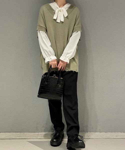 WEGO（ウィゴー）の「WEGO/ボウタイブラウス（シャツ/ブラウス・レディース・ホワイト・FREE）」の2枚目の写真