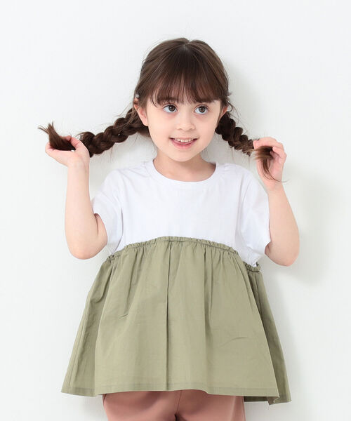 B:MING by BEAMS(ビーミングバイビームス)の「B:MING by BEAMS / 布帛コンビ カットソー(80~150cm)(Tシャツ/カットソー・キッズ・ホワイト系その他5/ブルー系その他2/オフホワイト/ブラウン系その他・80/110/140/100/90/130/120/150)」の9枚目の写真