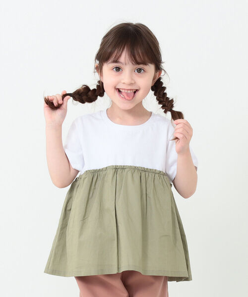 B:MING by BEAMS(ビーミングバイビームス)の「B:MING by BEAMS / 布帛コンビ カットソー(80~150cm)(Tシャツ/カットソー・キッズ・ホワイト系その他5/ブルー系その他2/オフホワイト/ブラウン系その他・80/110/140/100/90/130/120/150)」の14枚目の写真