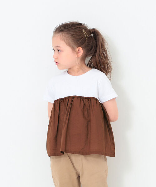 B:MING by BEAMS(ビーミングバイビームス)の「B:MING by BEAMS / 布帛コンビ カットソー(80~150cm)(Tシャツ/カットソー・キッズ・ホワイト系その他5/ブルー系その他2/オフホワイト/ブラウン系その他・80/110/140/100/90/130/120/150)」の6枚目の写真