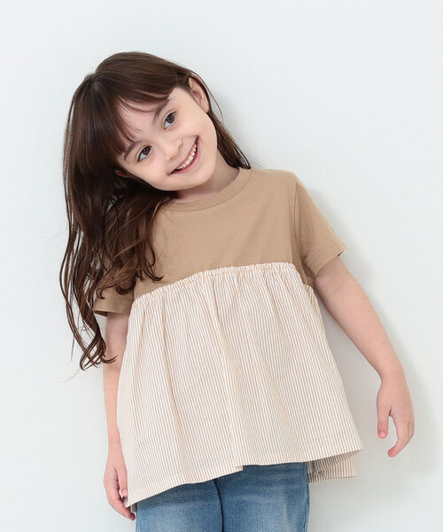 B:MING by BEAMS(ビーミングバイビームス)の「B:MING by BEAMS / 布帛コンビ カットソー(80~150cm)(Tシャツ/カットソー・キッズ・ホワイト系その他5/ブルー系その他2/オフホワイト/ブラウン系その他・80/110/140/100/90/130/120/150)」の8枚目の写真