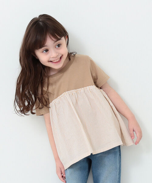 B:MING by BEAMS(ビーミングバイビームス)の「B:MING by BEAMS / 布帛コンビ カットソー(80~150cm)(Tシャツ/カットソー・キッズ・ホワイト系その他5/ブルー系その他2/オフホワイト/ブラウン系その他・80/110/140/100/90/130/120/150)」の12枚目の写真