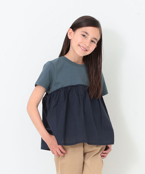 B:MING by BEAMS(ビーミングバイビームス)の「B:MING by BEAMS / 布帛コンビ カットソー(80~150cm)(Tシャツ/カットソー・キッズ・ホワイト系その他5/ブルー系その他2/オフホワイト/ブラウン系その他・80/110/140/100/90/130/120/150)」の11枚目の写真