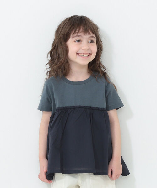 B:MING by BEAMS(ビーミングバイビームス)の「B:MING by BEAMS / 布帛コンビ カットソー(80~150cm)(Tシャツ/カットソー・キッズ・ホワイト系その他5/ブルー系その他2/オフホワイト/ブラウン系その他・80/110/140/100/90/130/120/150)」の5枚目の写真