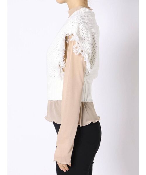 MURUA（ムルーア）の「フリンジベストレイヤードトップス（ニット/セーター・レディース・ライトグレー/ブラック/アイボリー・FREE）」の20枚目の写真